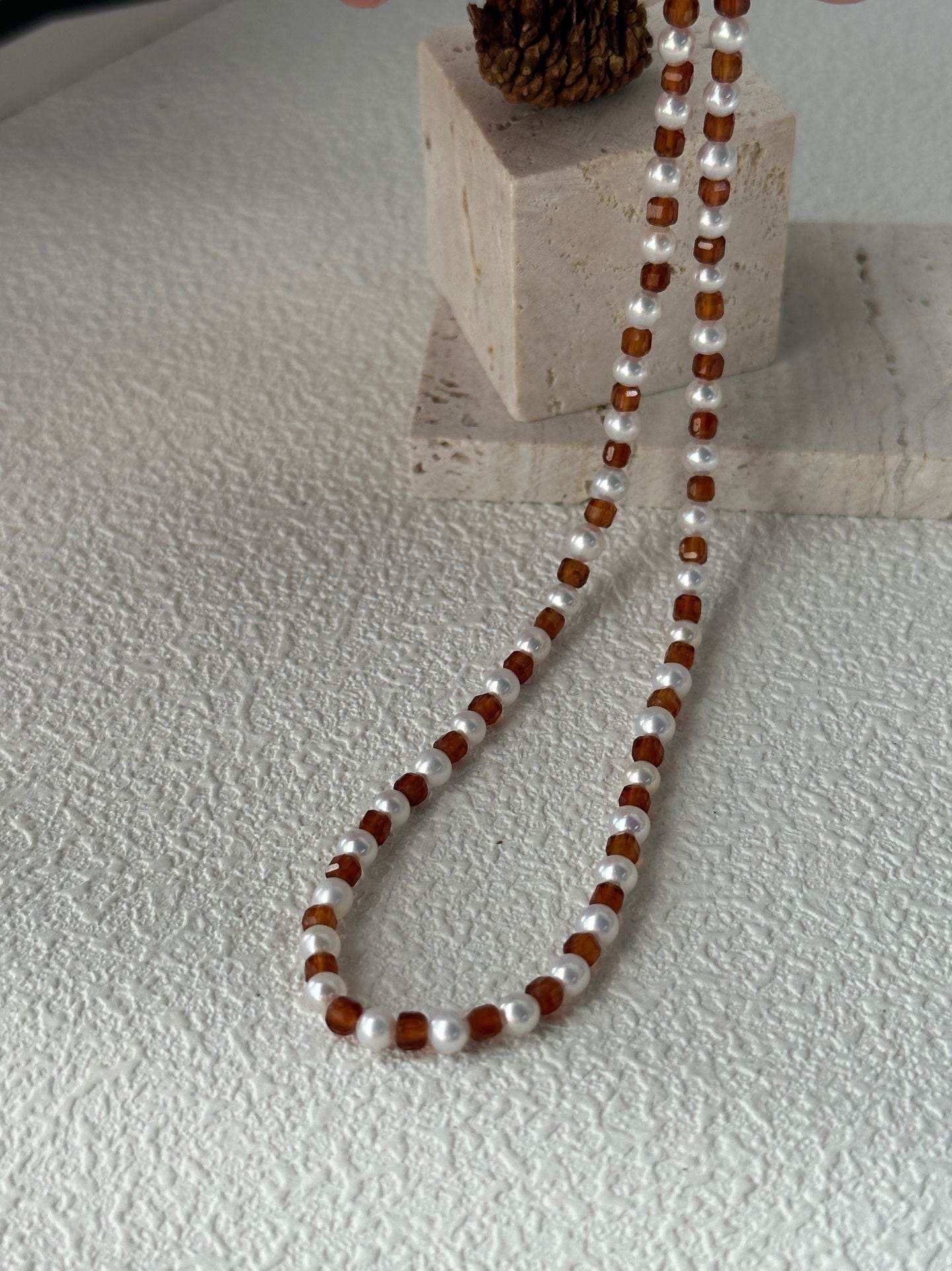 Garnet Glow Pearl Necklace - SOLIS