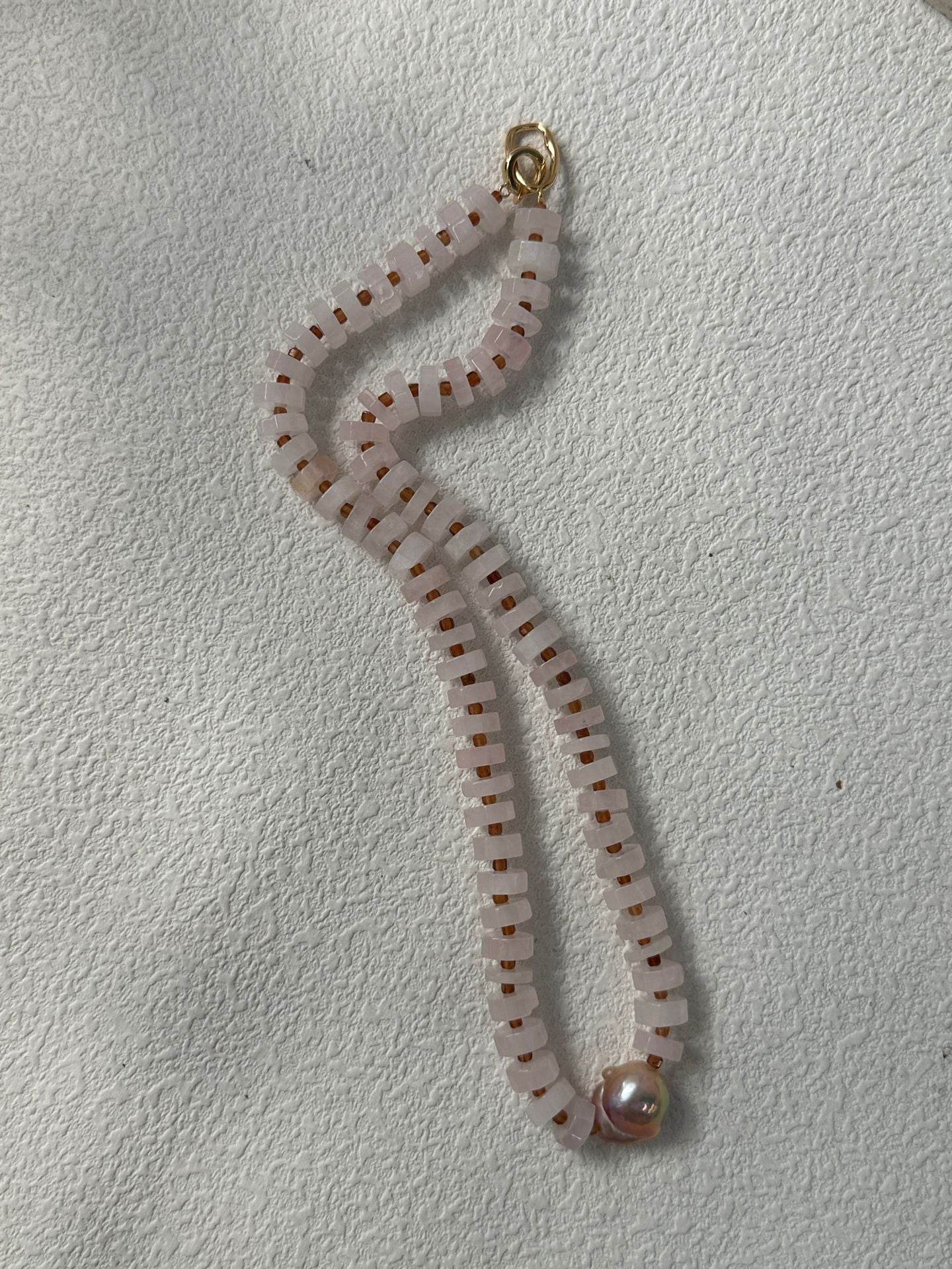 Rose Quartz & Baroque Pearl Statement Choker - SOLIS