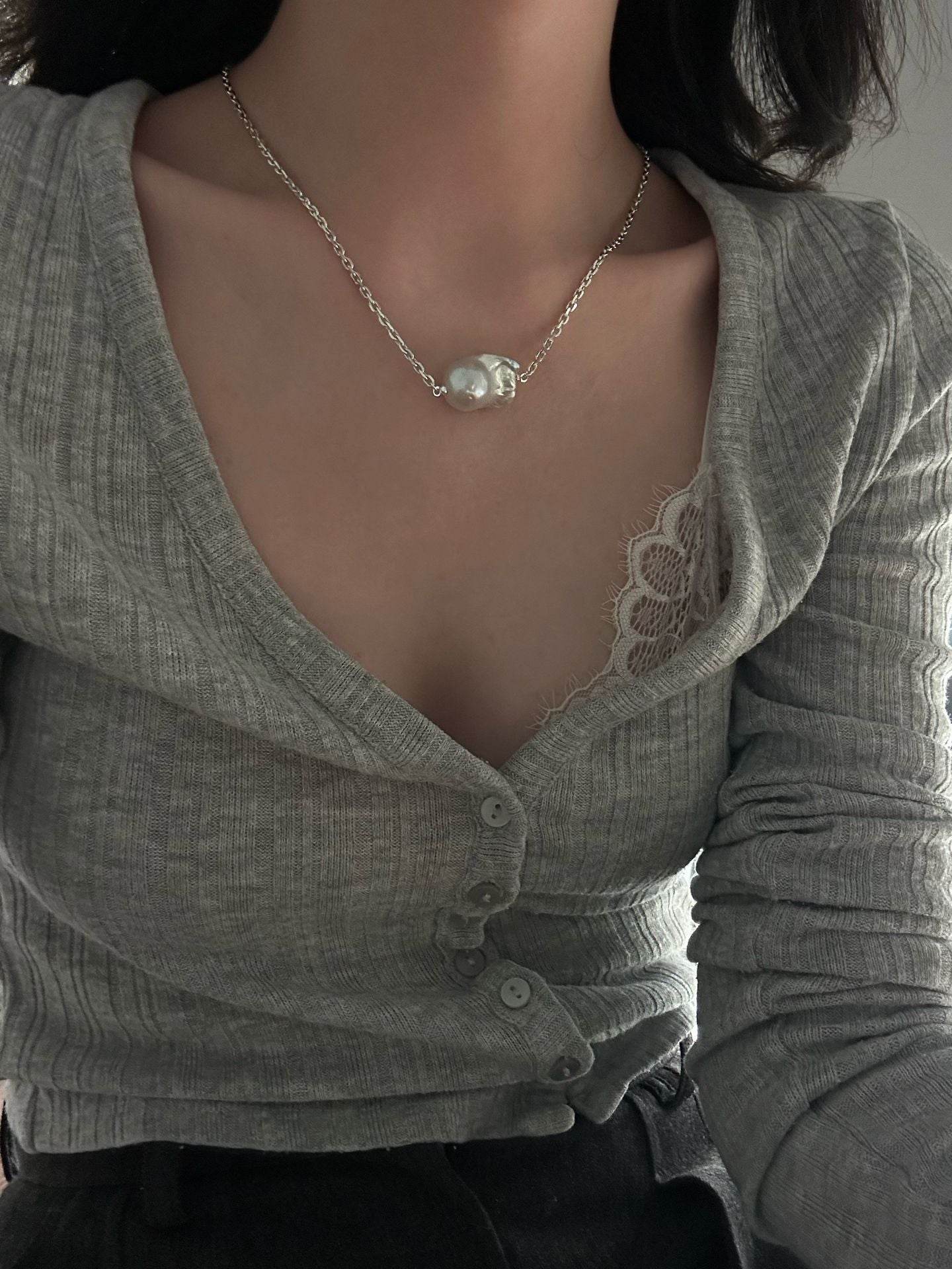 Effortless Standout · Sterling Baroque Pearl Necklace - SOLIS