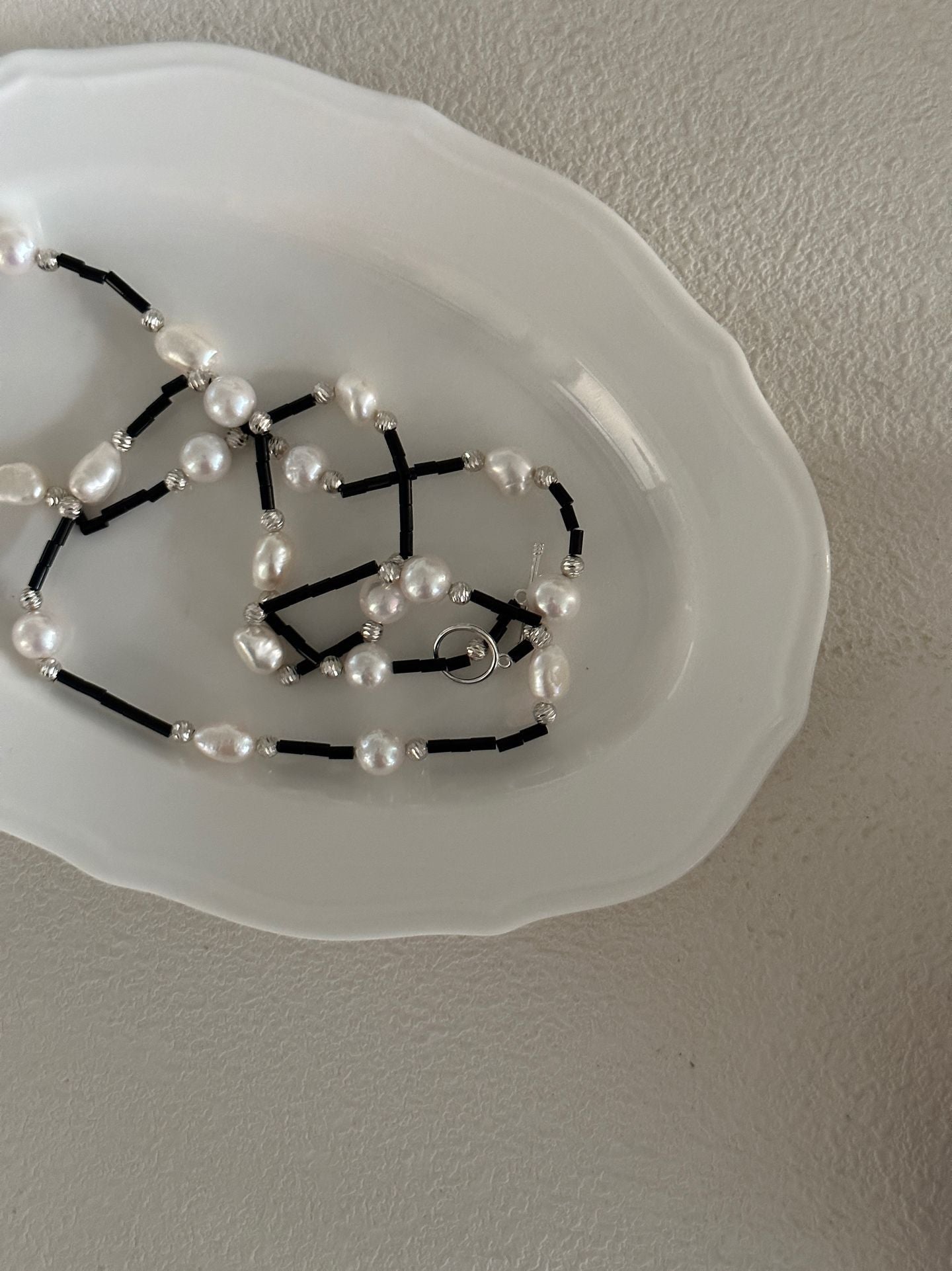 Black Onyx & Baroque Pearl Long Necklace