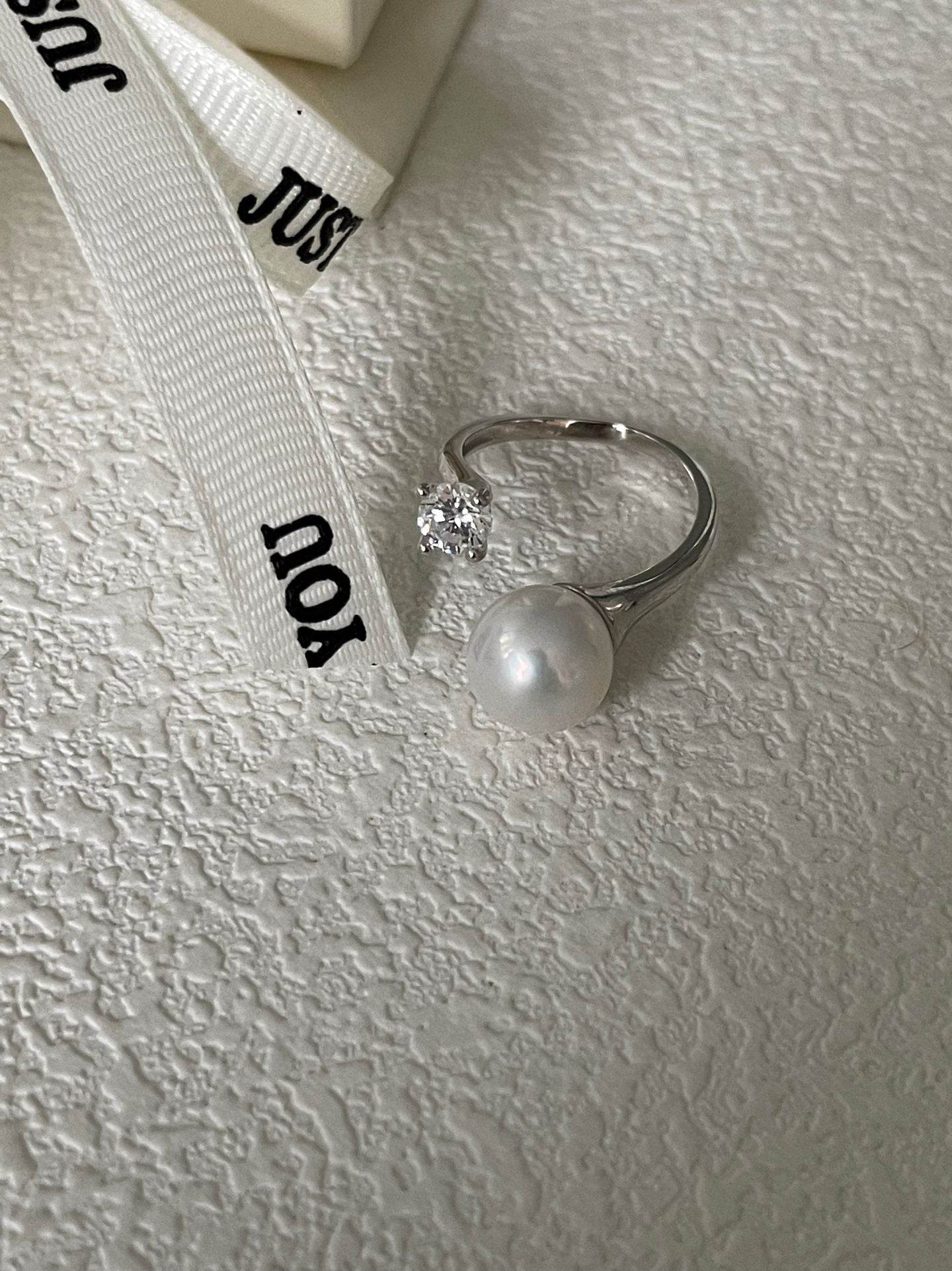 Freshwater Pearl & Zircon Open Ring - SOLIS