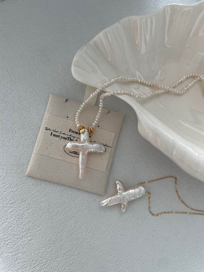 Divine Shape – Baroque Cross Pearl Necklace - SOLIS