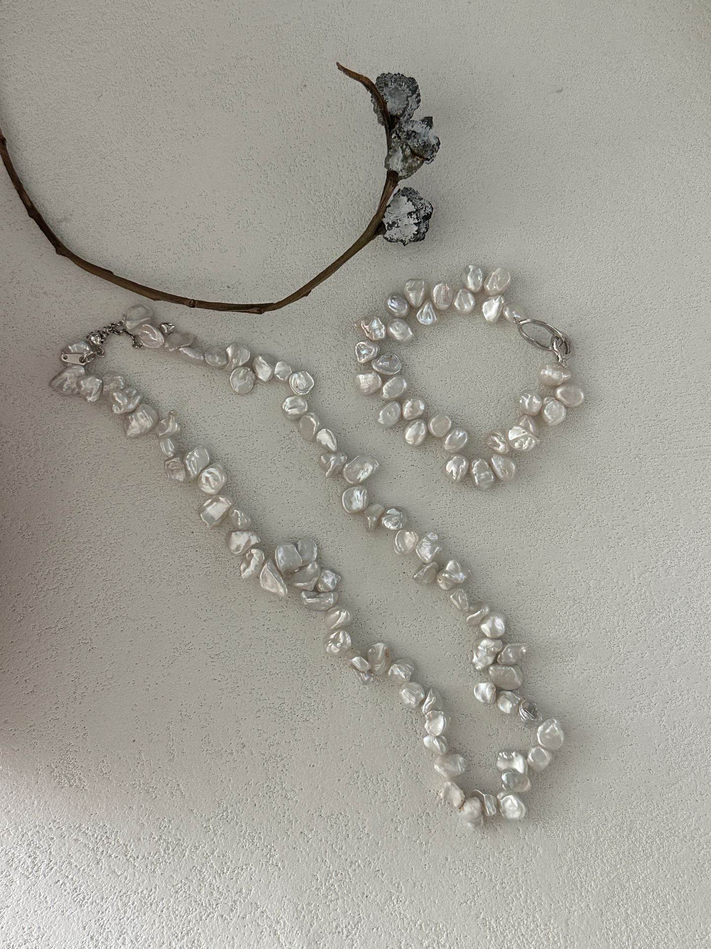 Keshi Pearl Necklace & Bracelet Set - SOLIS