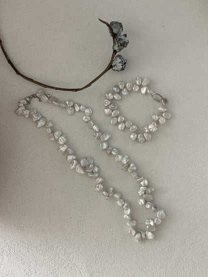 Keshi Pearl Necklace & Bracelet Set - SOLIS