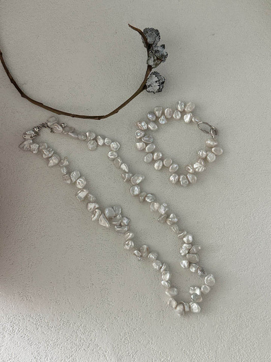 Keshi Pearl Necklace & Bracelet Set - SOLIS
