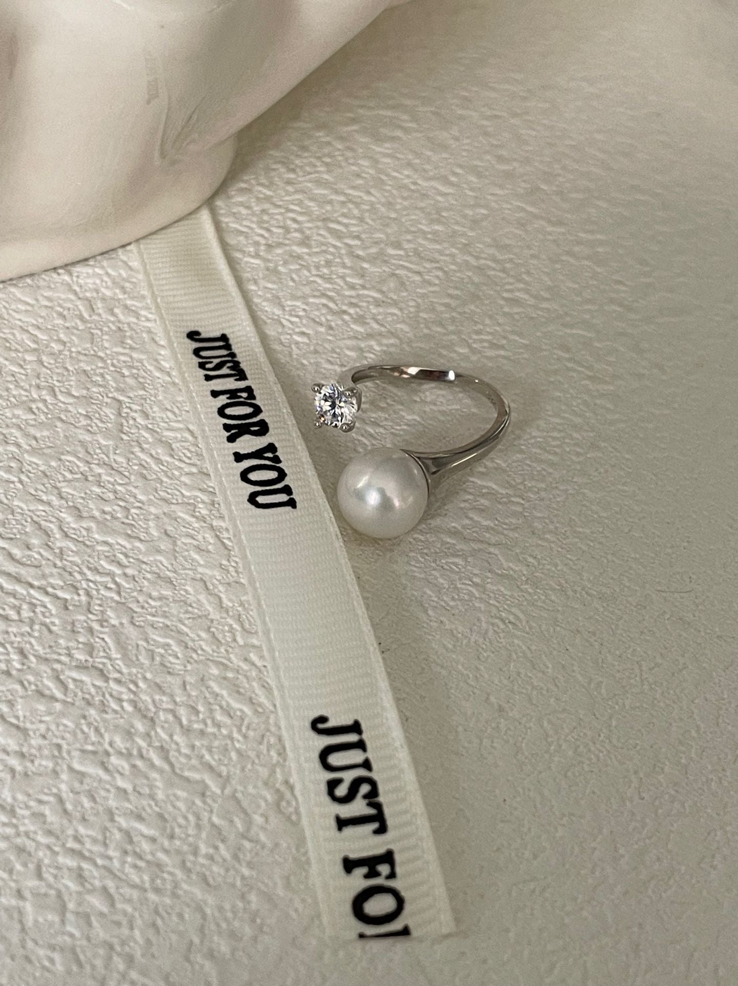 Freshwater Pearl & Zircon Open Ring