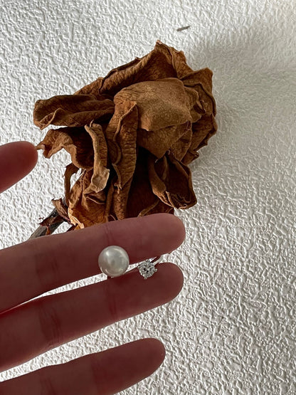 Freshwater Pearl & Zircon Open Ring